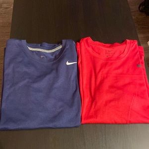 Men’s Nike Dri-Fit Tees, Navy & Red, Large Used